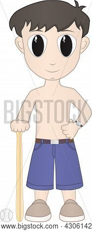 A Softball Boy After Playing And Then Posing To Upload Social Media