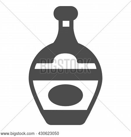 Bottle Of Gin, Liqueur, Brady, Cognac Solid Icon, Bar Concept, Alcoholic Beverage Vector Sign On Whi