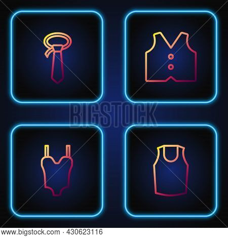Set Line Undershirt, Swimsuit, Tie And Waistcoat. Gradient Color Icons. Vector