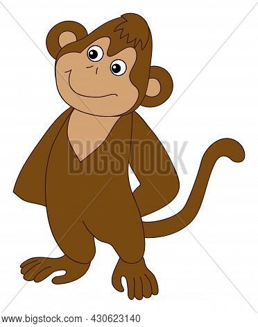 Cute Funny Happy Monkey Standing. Vector Monkey. Baby Monkey Vector Illustration