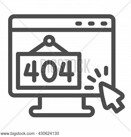 Monitor With Error 404 And Cursor Pointer Mouse Line Icon, Computing Concept, Monoblock Vector Sign 