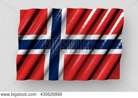 Cute Shining Flag Of Norway With Big Folds Lay Isolated On Grey - Any Feast Flag 3d Illustration