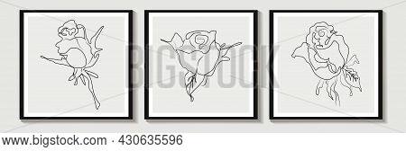 One Line Of A Vector Drawn Of Aabstract  Rose Is A Modern One Line Art, An Aesthetic Contour. For Ho
