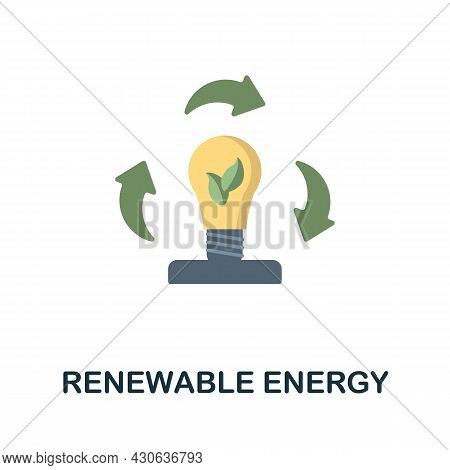 Renewable Energy Flat Icon. Colored Sign From Futurictic Technology Collection. Creative Renewable E