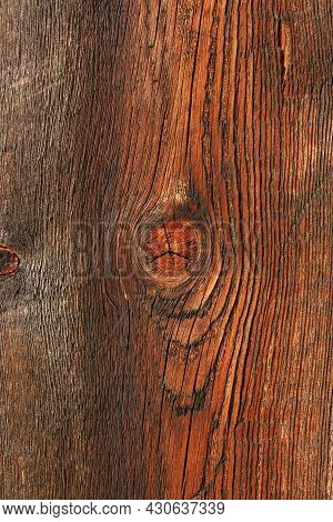 Texture Of Old, Yellowed Wood With Knots, Close-up In High Resolution.