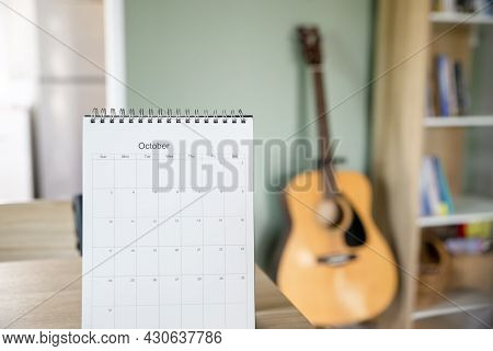 Calendar Desk Place On Table. Desktop Calender For Planner To Plan Agenda, Timetable, Appointment, O