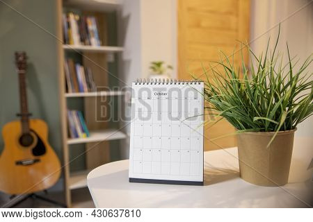 Calendar Desk Place On Table. Desktop Calender For Planner To Plan Agenda, Timetable, Appointment, O