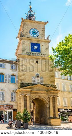 Salon De Provence, France - June 26,2021 - Clock Tower In The Streets Of Salon-de-provence. Salon Is