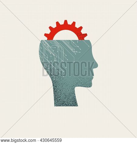 Business Process Automation And Artificial Intelligence Vector Concept. Symbol Of New Technology, Wo