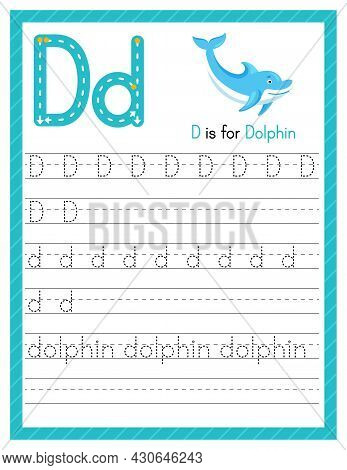 Trace Letter D Uppercase And Lowercase. Alphabet Tracing Practice Preschool Worksheet For Kids Learn