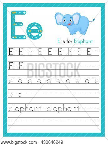 Trace Letter E Uppercase And Lowercase. Alphabet Tracing Practice Preschool Worksheet For Kids Learn