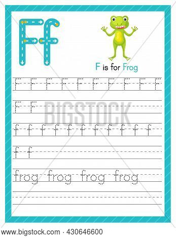 Trace Letter F Uppercase And Lowercase. Alphabet Tracing Practice Preschool Worksheet For Kids Learn