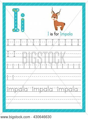 Trace Letter I Uppercase And Lowercase. Alphabet Tracing Practice Preschool Worksheet For Kids Learn