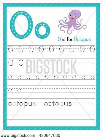 Trace Letter O Uppercase And Lowercase. Alphabet Tracing Practice Preschool Worksheet For Kids Learn