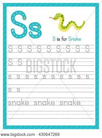 Trace Letter S Uppercase And Lowercase. Alphabet Tracing Practice Preschool Worksheet For Kids Learn