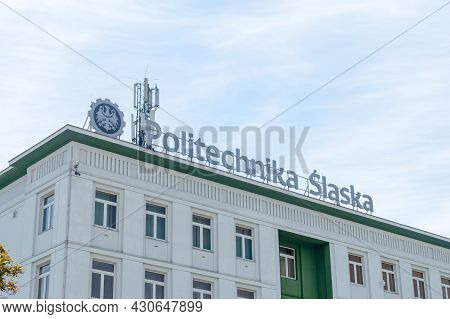 Gliwice, Poland - June 4, 2021: Emblem And Sign Of Silesian University Of Technology (politechnika S