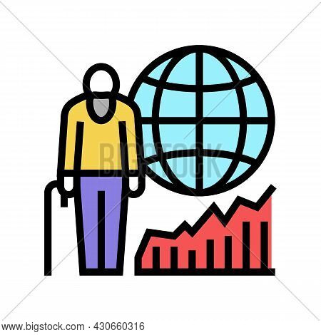 Ageing Social Problem Color Icon Vector. Ageing Social Problem Sign. Isolated Symbol Illustration