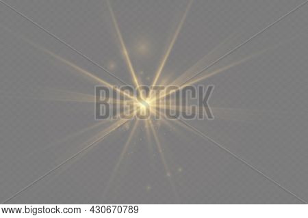 The Sun Is Shining Bright Light Rays With Realistic Glare