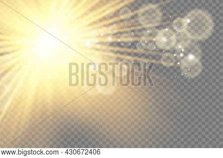 The Sun Is Shining Bright Light Rays With Realistic Glare
