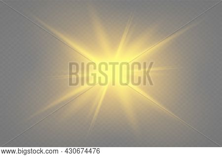 The Sun Is Shining Bright Light Rays With Realistic Glare