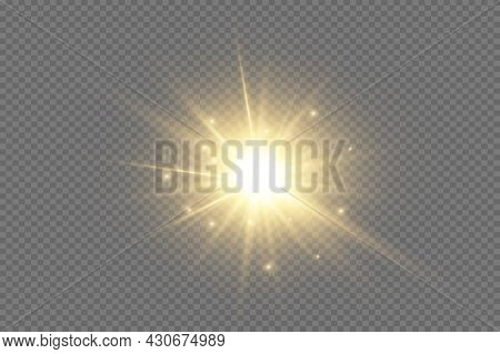 The Sun Is Shining Bright Light Rays With Realistic Glare