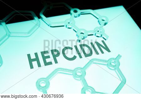 Hepcidin Protein On The Screen And Plastic Chemical Models.