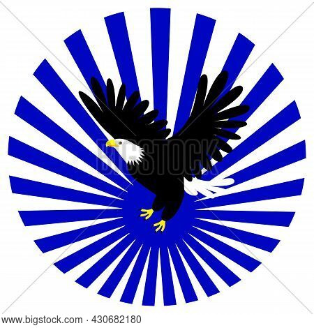 Eagle Vector Logo Template. Flying Eagle On Rays.