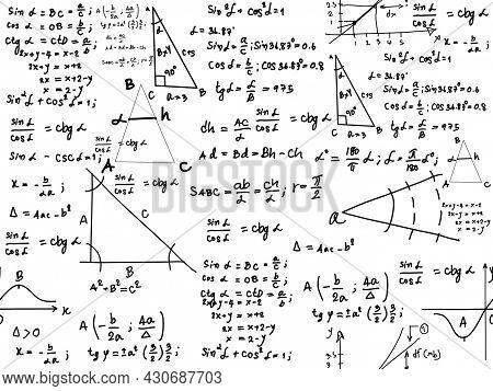 Hand drawn physic formulas Science knowledge education. Chem formula and physics , math formula and
