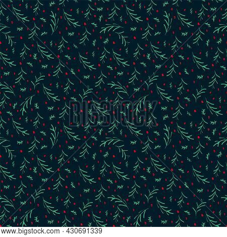 A Pattern With Winter Leaves Of Trees. Merry Christmas And A Happy New Year. Pattern Template Christ