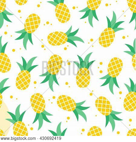 Seamless Fresh Yellow Pineapple Pattern Design, Abstract Flat Pineapple Pattern Template Vector