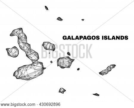 Wire Frame Irregular Mesh Galapagos Islands Map. Abstract Lines Form Galapagos Islands Map. Wire Fra