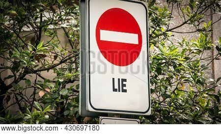 Street Sign The Direction Way To Truth Versus Lie