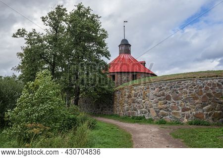 Cloudy August Day At The Ancient Korela Fortress. Priozersk, Russia