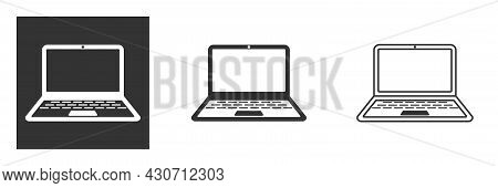 Laptop Icons Set Isolated. Different Style Laptop. Collection Of Laptops Or Notebook. Flat And Line 