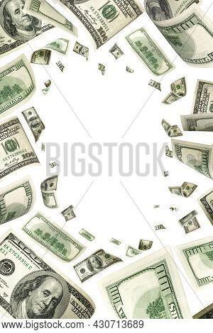 Money Background. Hundred Dollars Of America. Usd Cash Money Falling.
