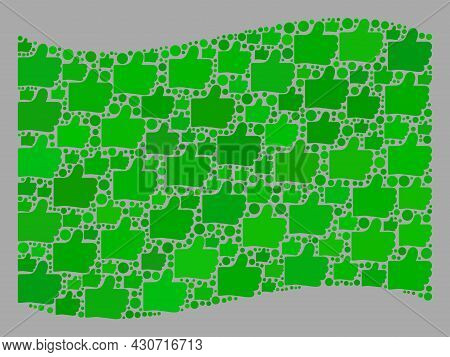 Mosaic Waving Green Flag Created With Like Items. Vector Choice Mosaic Waving Green Flag Created For