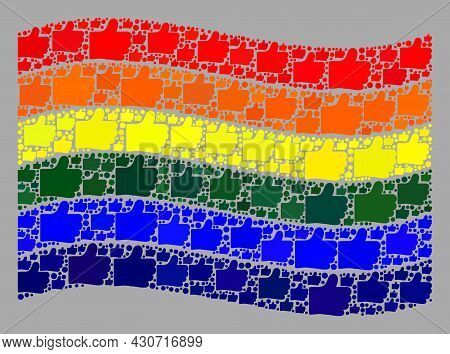 Mosaic Waving Lgbt Flag Created With Like Items. Vector Validation Collage Waving Lgbt Flag Designed
