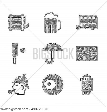 Set Umbrella, British Breakfast, Big Ben Tower, Flag Of Great Britain, Sherlock Holmes, Wood Cricket