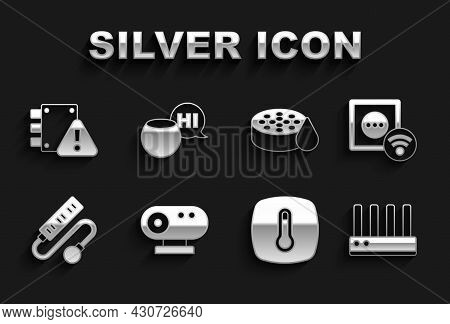 Set Web Camera, Smart Electrical Outlet, Router And Wi-fi Signal, Thermostat, Electric Extension Cor