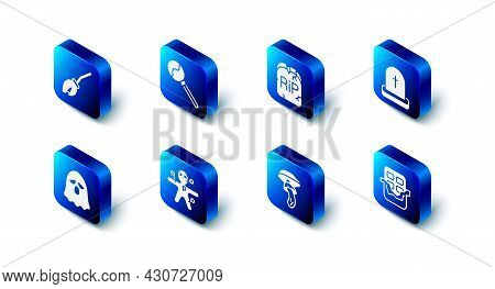 Set Lollipop, Tombstone With Rip Written, Chocolate Bar, Psilocybin Mushroom, Voodoo Doll, Ghost And