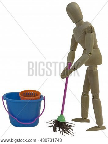 Mopping The Floor With A Traditional Mop To Make It Clean