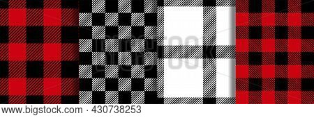 Check Fashion Seamless Patterns Set. Vector Vichy Repeat Backgrounds.