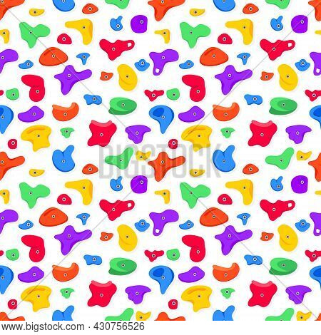 Seamless Pattern Of Climbing Grips Or Holds In The Gym Bouldering Training Flat Style Design Vector 