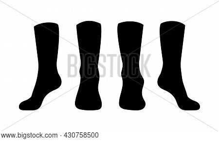 Black Socks Template Mockup Flat Style Design Vector Illustration Set Isolated On White Background. 