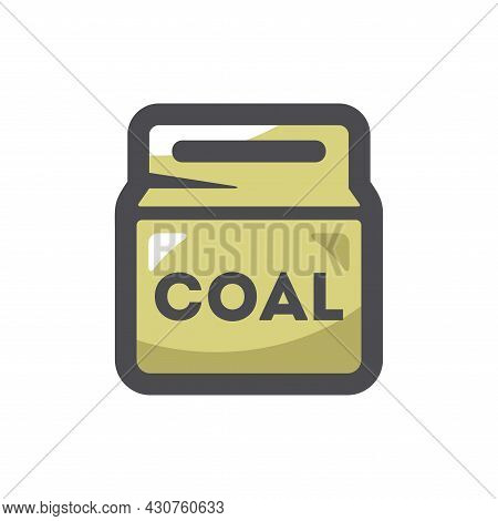 Coal Pack Bag Vector Icon Cartoon Illustration.