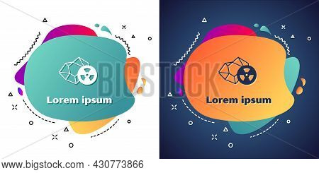 White Radioactive Icon Isolated On White And Blue Background. Radioactive Toxic Symbol. Radiation Ha