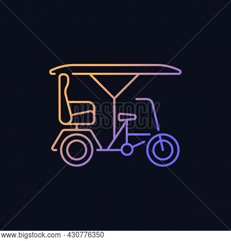 Bicitaxi Gradient Vector Icon For Dark Theme. Tourists Transportation. Bicycle Taxi. Pedal-driven Ri