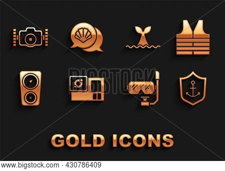Set Action Camera, Life Jacket, Anchor Inside Shield, Diving Mask And Snorkel, Gauge Scale, Whale Ta