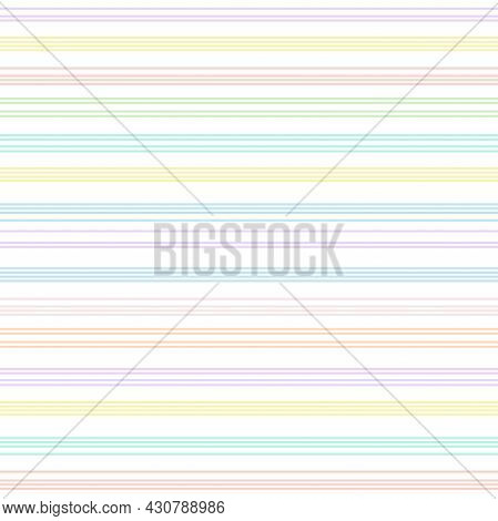 Pastel Colored Lines For Eggs Decoration. Seamless Texture With Easter Ornament On White Background.