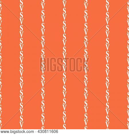 Seamless Pattern Of Letter Symbols V And S On Carrot Background For Printing On Fabric, Packaging, A